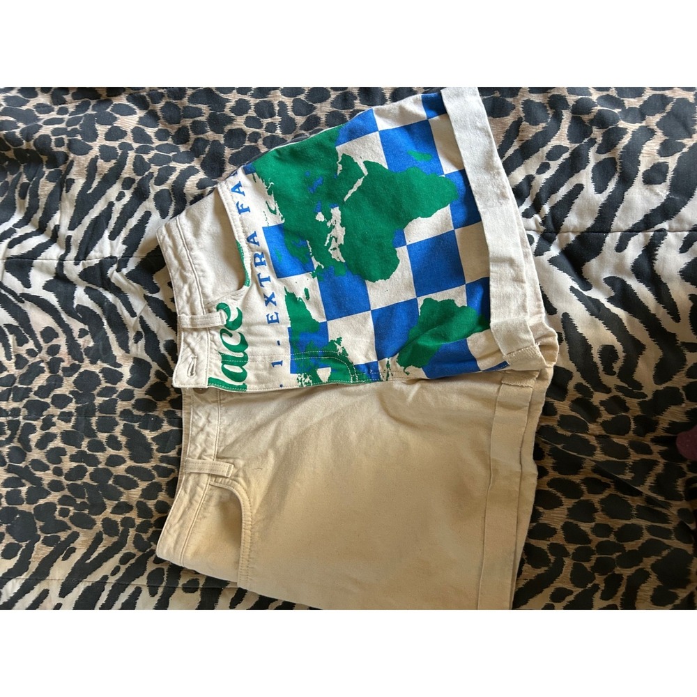 Vans No Place Like‎ Home World Map Shorts Size 27 Checkerboard Tan Women's